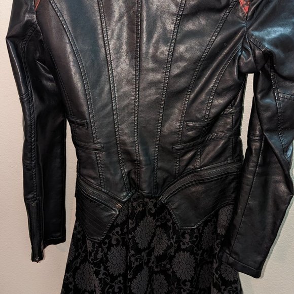 Victorian goth modified DIY jacket OOAK Faux vegan leather - used on TV - Picture 3 of 10